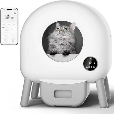 Afbeelding van Zelfreinigende kattenbak, 100 liter, elektrische XXL, geurverwijdering, app bediening, grote inhoud, automatische kattenbak voor meerdere katten