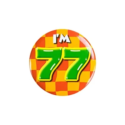 Afbeelding van Paper Dreams Button I&#039;m 77 Staal 5,5 Cm Rood/geel/groen