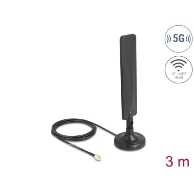 Afbeelding van Delock 5G LTE Antenna SMA plug 3 dBi omnidirectional with connection cable RG 174 m tilt joint magnetic base black