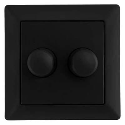Afbeelding van Ledvion LED Duo Dimmer Zwart, Lamp, Afdekplaat, Incl. voor Twee Draaiknop, Lampen, Fase afsnijdbare LED, Zwarte