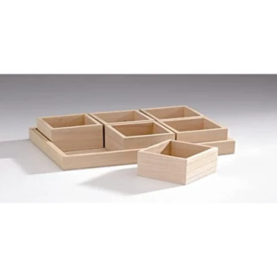 Afbeelding van GLOREX Set van 6, hout, naturel, 26,5 x 18,5 6 cm