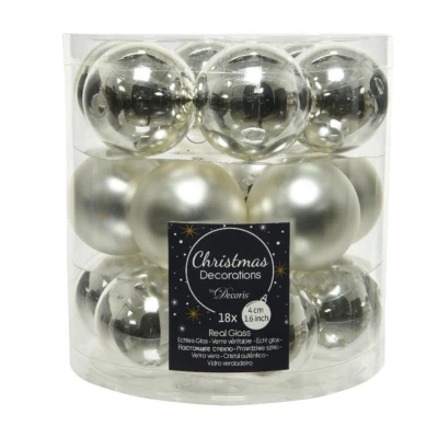 Afbeelding van Decoris Kerstballen 4 cm zilver 18 stuks