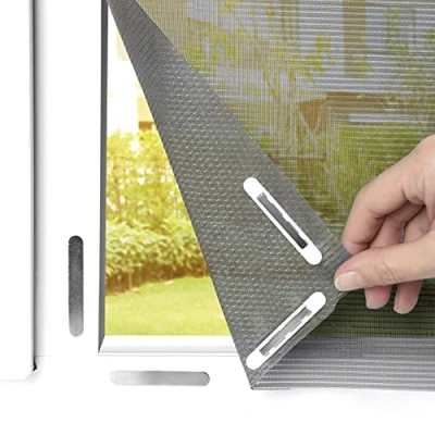 Afbeelding van EASYmaxx Vliegenhor voor ramen met pollenbescherming &amp; Magic Click Muggengaas kan op maat worden geknipt tot 150x130cm Eenvoudige installatie 12 magneten niet boren of schroeven [Antraciet]