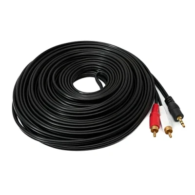 Afbeelding van System S Cinch 2 RCA kabel 15 m stekker naar AUX 3,5 mm jack stereo AV in zwart