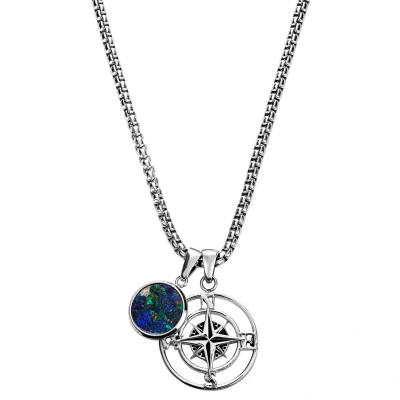 Afbeelding van Atlas Zilverkleurige Hangerketting met Azuurmalachiet en Kompas