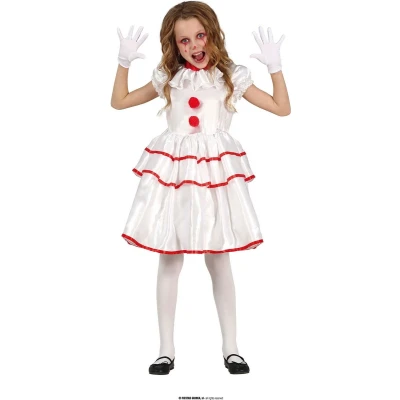 Afbeelding van Guirca Clown &amp; Nar Kostuum Poppy De Meisje Wit / Beige 7 9 jaar Carnavalskleding Verkleedkleding