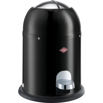 Afbeelding van Wesco Mini Master cosmetica emmer in de kleur zwart, gepoedercoat plaatstaal, 6 liter volume, kunststof inzetstuk, voettrede