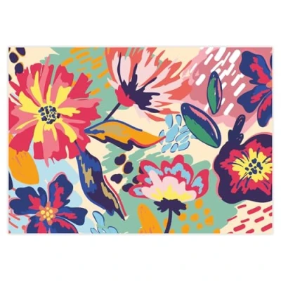 Afbeelding van #detailverliebt dv_1021 Tafelonderleggers met kleurrijk bloemenmotief, DIN A3, vierkant, placemat van papier, modern design, wegwerp, bruin, voor horeca en huishouden