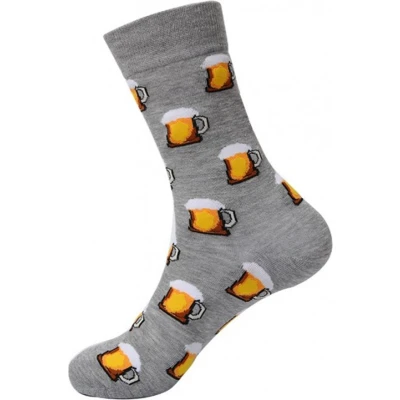 Afbeelding van Grappige sokken bier Beer biersokken 2 PAAR pils Maat: one size ( 38 45 ) Kleur: grijs Goede kwaliteit ! Grappig Funny kadotip bierpul