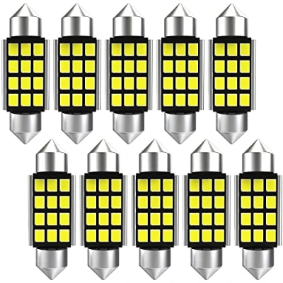 Afbeelding van KATUR Superheldere Festoon ledlampen, 5630 Chipsets, aluminium CanBus, foutvrij, 39 mm DE3175 DE3021 DE3022 6428 7065 , auto interieur, deur, kaart, koepel, lichten, xenon wit, 12V, 10 stuks