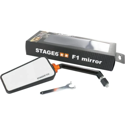 Afbeelding van spiegel Stage6 F1 Carbon (Mat) Links brommer scooter spiegels motor