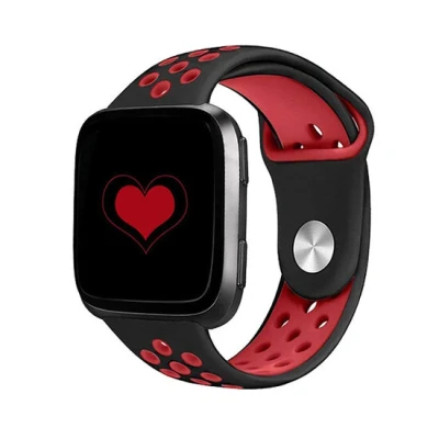 Afbeelding van Fitbit Versa 1 / 2 &amp; Lite sportbandje Maat: Small Zwart + Rood