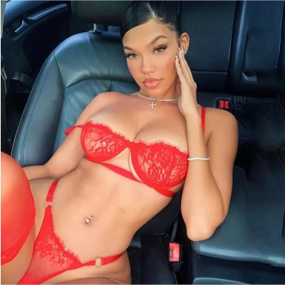 Afbeelding van Latina Kanten Lingerieset Ondergoed Beha Slipje Set G string Rood Large