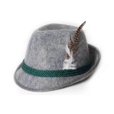 Afbeelding van Partychimp Tiroler Hoed Deluxe Oktoberfest voor bij Carnavalskleding Heren Dames Carnaval Accessoires Verkleedkleren Volwassenen Grijs Vilt