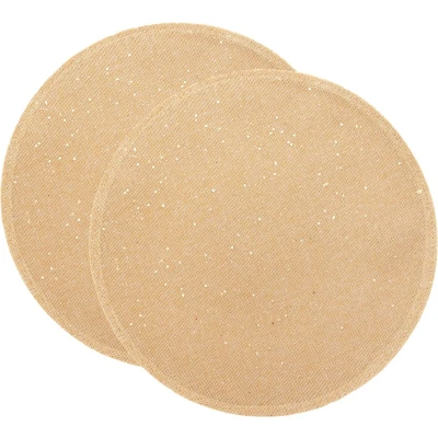 Afbeelding van Feeric Placemats 4x goud rond D38 cm glitters jute