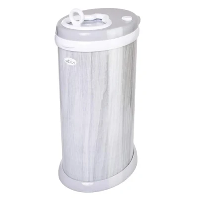 Afbeelding van Ubbi Stalen geur vergrendeling luier afvalbak, geen speciale tas nodig geld besparen, bekroond, modern design register must have luierbak, houtnerf