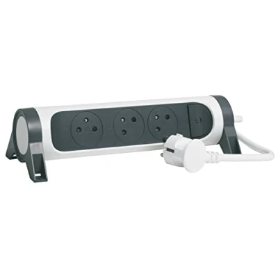 Afbeelding van LEGRAND PREMIUM CONTACTDOOS 3X2P + PENAARDE MET 3M SNOER ZWART WIT