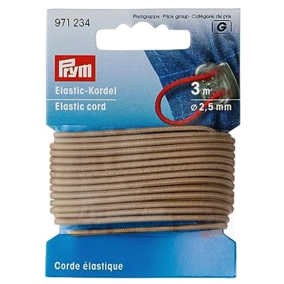 Afbeelding van Elastisch Koord Elastiek Beige DIY, Naaien, Macrame 2,5mm 3m 1 bol