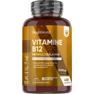 Afbeelding van WeightWorld vitamine B12 1000 mcg 400 vegan tabletten Pure Methylcobalamine Natuurlijke ingrediënten