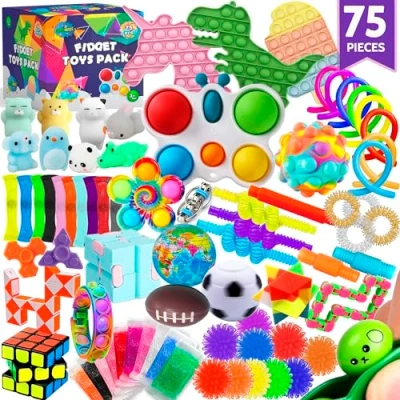 Afbeelding van 75 Fidget Speelgoed Set Piñata Vullers, Feestartikelen, Klaslokaal Prijzen Schatkist Beloningen met Pop its voor Autisme/ADHD Bulk Fidgets Doos Cadeaus Kinderen