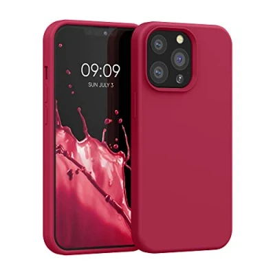 Afbeelding van kwmobile telefoonhoesje geschikt voor Apple iPhone 13 Pro Hoesje met siliconen coating Smartphone case in kersrood