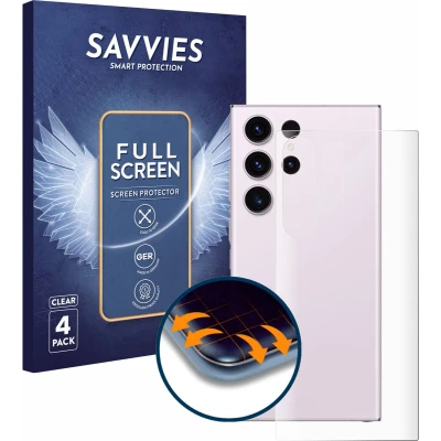 Afbeelding van Savvies Screenprotector voor Samsung Galaxy S23 Ultra (Achterkant) Folie Beschermfolie transparant volledig dekking (4 Stuks)