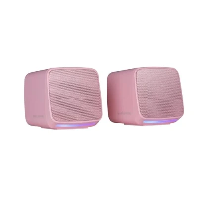 Afbeelding van MARSGAMING MS PRO, Compacte Luidsprekers 10W, Dynamische RGB Flow Verlichting, PC Luidspreker met Volumebox en 3.5mm Jack Ingang, Gaming Compatibel PC/Mac/Smartphone/Tablet, Roze