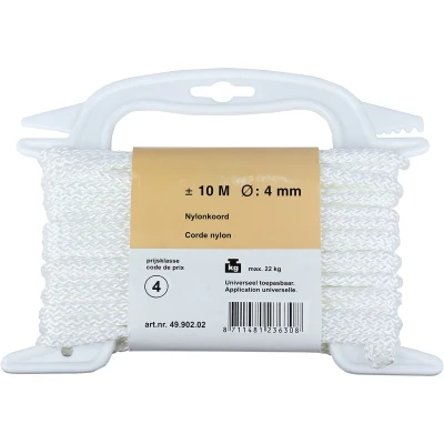 Afbeelding van nylonkoord 4 mm 10 m wit