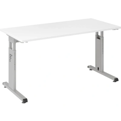 Afbeelding van MEGA 614 S Bureau Tafelhoogte I In hoogte verstelbaar 140 x 67 Wit/Zilver