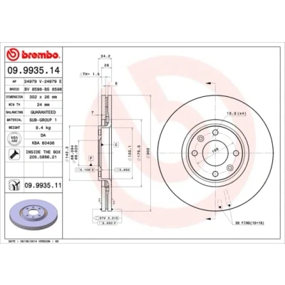Afbeelding van Brembo Remschijf 09.9935.11