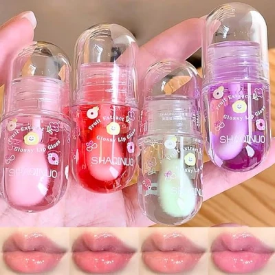 Afbeelding van 4 Stuks Lipgloss Olie Set, Fruit Gearomatiseerde Set Schattige Lip Gelei Hydraterende Make Up Voor Kinderen En Tieners, Kindvriendelijk Feest Cadeau Niet Giftig