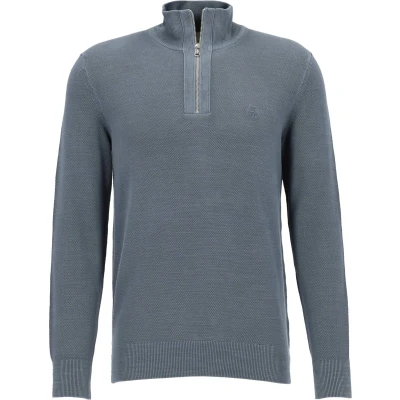 Afbeelding van Marc O&#039;Polo regular fit schipperstrui heren trui katoen met opstaande boord middenblauw (middeldik) Maat: 3XL