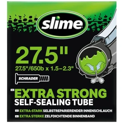 Afbeelding van Slime 30077 Fietsbinnenband met Reparatiemiddel voor Lekke Fietsbanden, Zelfdichtend, Voorkomen en Repareren, Schrader Ventiel, 50/60 584 mm (27,5 (650b) x 2,0 2,4)
