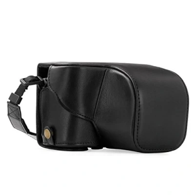 Afbeelding van MegaGear Sony Leather cameratas &quot;Altijd klaar&quot; eenvoudig te installeren, statief en randiervriendelijke accessoires compatibel met Alpha A6000, A6300 16 50mm (zwart)