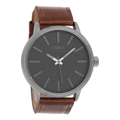Afbeelding van OOZOO Timepieces Titanium horloge met bruine leren band C9027
