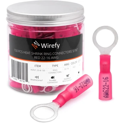 Afbeelding van Wirefy 150 Stuks M8 Kabeloog Kabelschoenen Krimpkous Auto&#039;s Rond Connector Kit Geïsoleerd 0,5 1,5 mm²