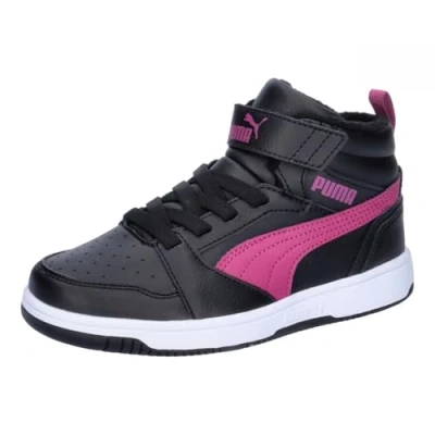 Afbeelding van Puma Rebound V6 Mid WTR AC+ PS, sneakers, zwart magenta Gleam White, 34 EU, zwart/magenta/glazen/PUMA/wit, EU