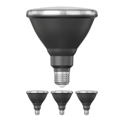 Afbeelding van ledscom.de 4 stuks E27 LED lamp, PAR38 korte hals, warm wit (2700 K), 15,9 W, 1279lm, 43, reflector spiegel (zilver)