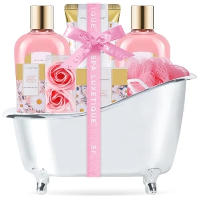 Afbeelding van Geschenksets voor vrouwen Sale Spa Luxetique Gift Set, 8 stuks Daisy Verwennerij Badset, Bad Geschenksets, Geschenkmand met etherische olie, Body Lotion, Badbommen