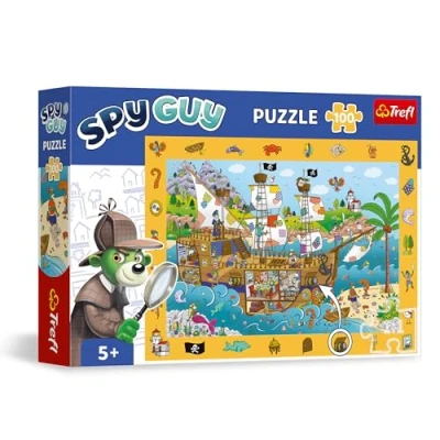 Afbeelding van Trefl Spy Guy observatiepuzzel: Piratenschip 100 stukjes Vind alle voorwerpen in het frame, Kleurrijke puzzel vol details, Waarnemingstraining voor kinderen vanaf 5 jaar