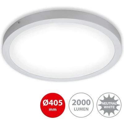 Afbeelding van Briloner Leuchten LED opbouwlamp, plafondlamp, 24,5 watt, 2.400 lumen, 4.000 kelvin, rond, chroom mat