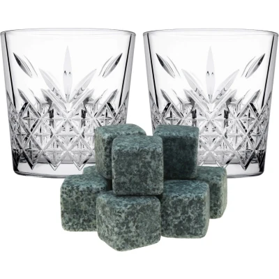Afbeelding van Pasabahce whiskyglazen set 6x stuks 340 ml 9x whisky stenen Whiskeyglazen