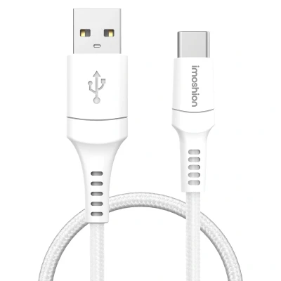Afbeelding van Braided USB C naar A kabel 1 Meter van iMoshion / Wit