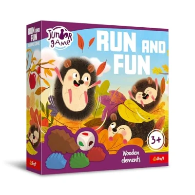 Afbeelding van Trefl Run and Fun, Junior Game Bordspel voor kinderen, twee varianten, houten egels, grote elementen, eenvoudige regels, prachtige illustraties, leren door spelen, spel kinderen vanaf 3 jaar