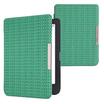 Afbeelding van kwmobile ereader hoesje compatibel met Tolino Shine 3 Case magnetische sluiting Hoes voor e reader in donkergroen/lichtgroen Grasgroen