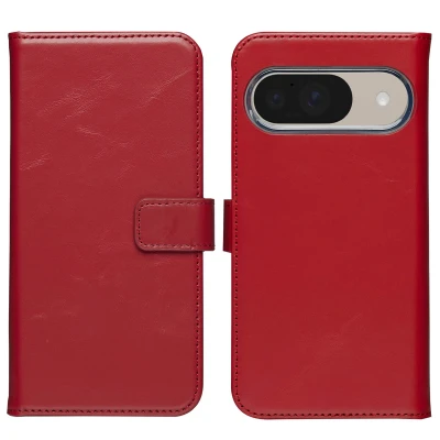 Afbeelding van Google Pixel 10 Pro Hoesje Echt leder Selencia Bookcase Rood Telefoonhoesje