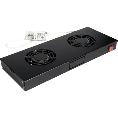 Afbeelding van ROLINE 19 inch dakventilatorunit 2 ventilatoren , Thermostaat zwart