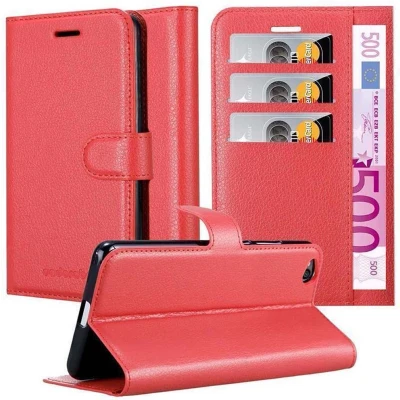 Afbeelding van Cadorabo Hoesje geschikt voor Xiaomi RedMi GO in KARMIJN ROOD Beschermhoes met magnetische sluiting, standfunctie en kaartvakje Book Case Cover Etui