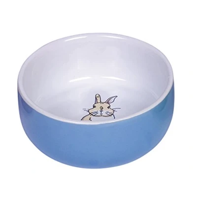 Afbeelding van Nobby Knaagdier keramische bak konijn, blauw/wit Ø 11cm x 4,5 cm, 1 stuk