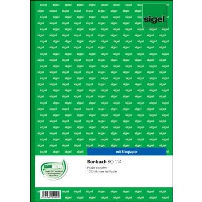 Afbeelding van Sigel BO114 Bonbuch 2 voudig, 1000 afscheuren, baksteenrood, A4, x 50 vellen met blauw papier